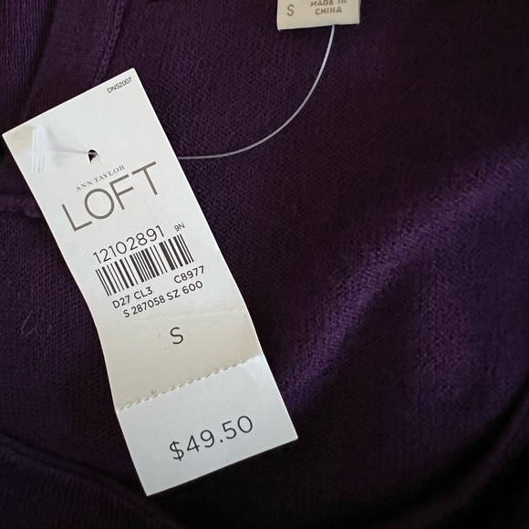Ann Taylor LOFT Wool Blend Plum Purple Front Pocket Sweater Size S - Picture 10 of 12
